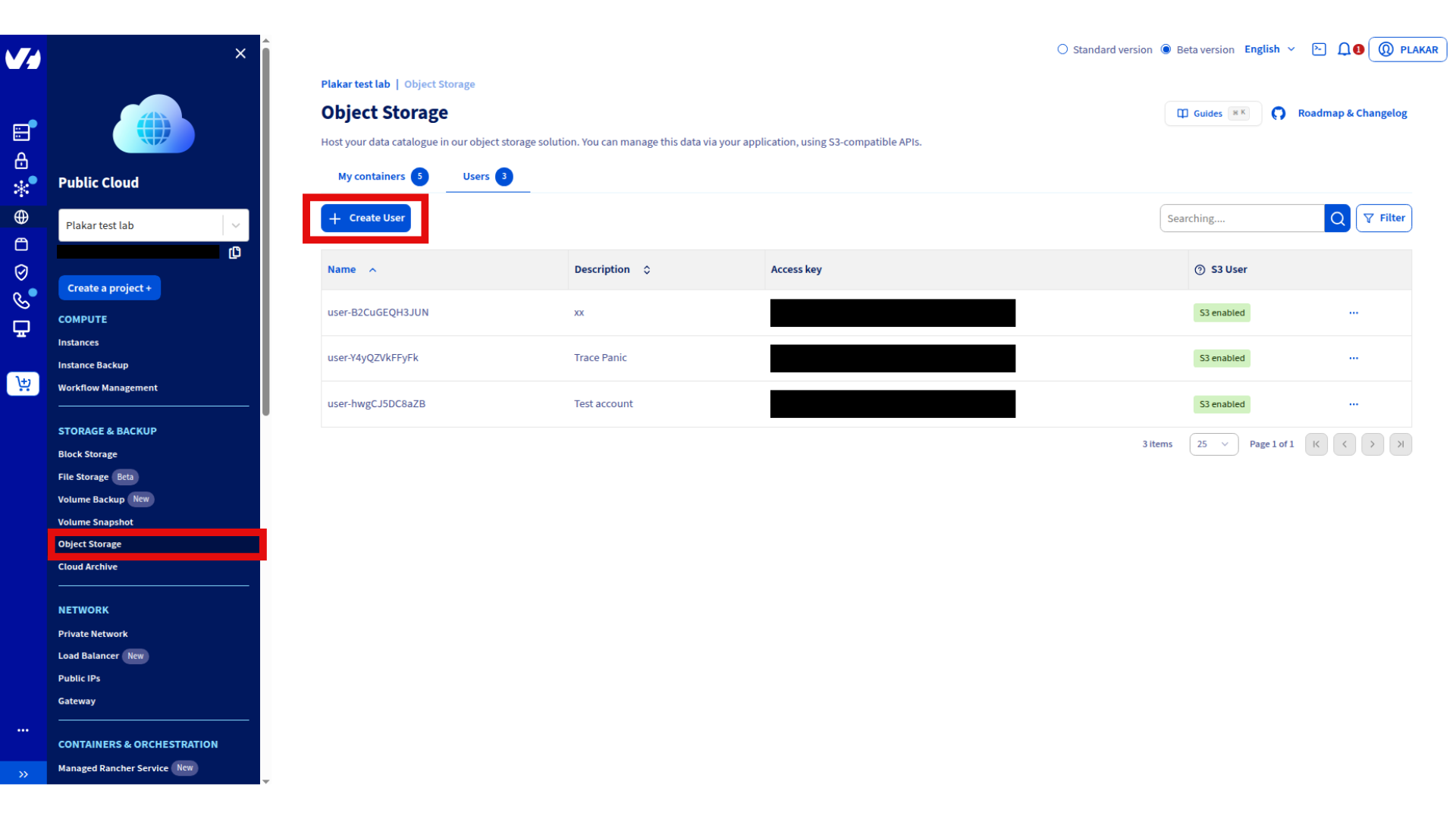 Create a user in OVHcloud Object Storage